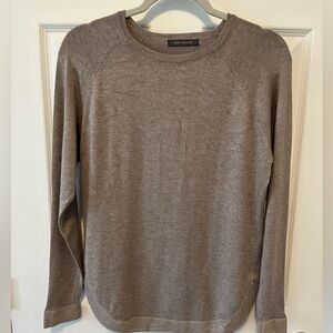 Heather beige sweater with metallic trim -small